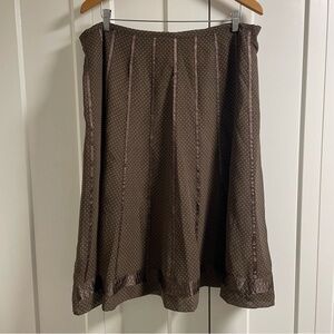 Y2K Vintage Nygard Micro Polka Dot Satin Stripe Midi Skirt A Line Chiffon